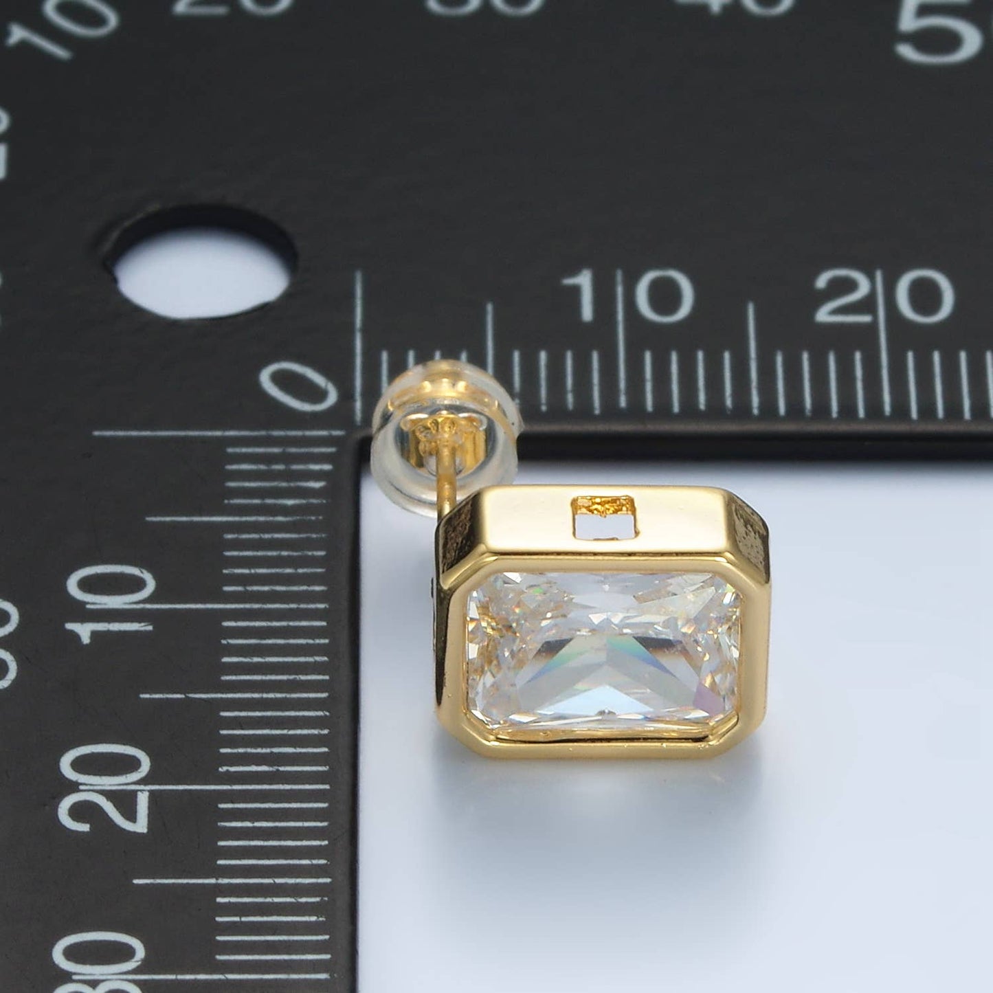 24K Gold Filled 12mm CZ Edged Bezel Stud Earring | AD671