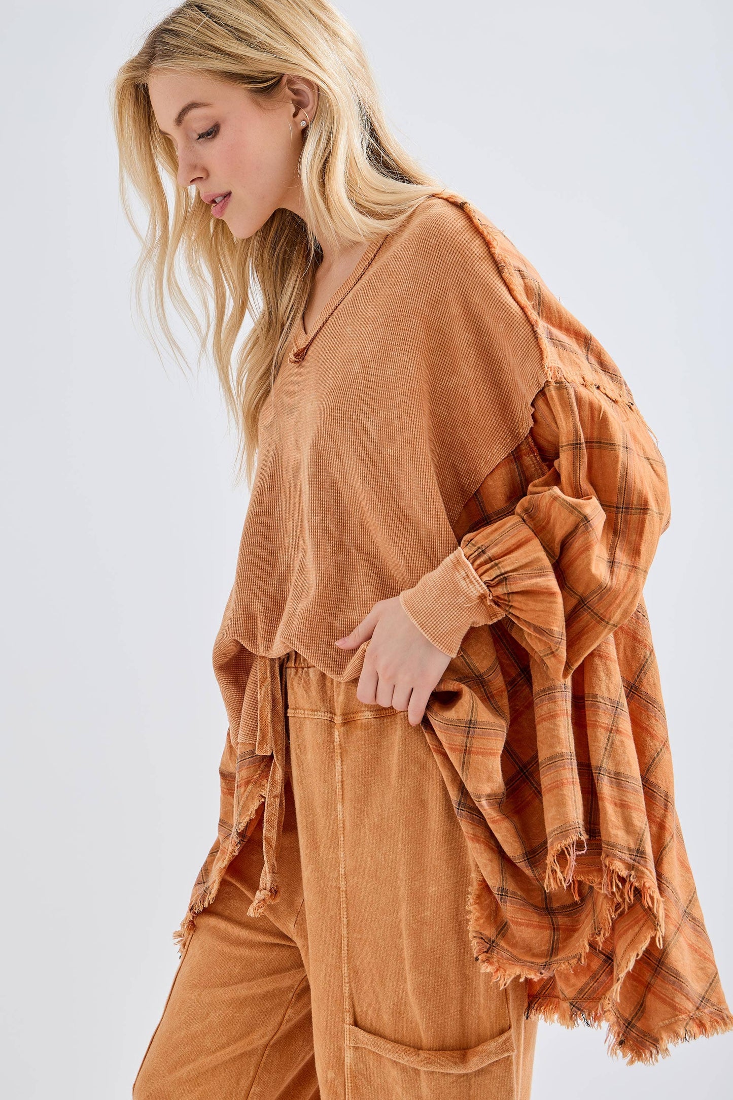 Feel like gypsy Oversized top with Plaid Flannel