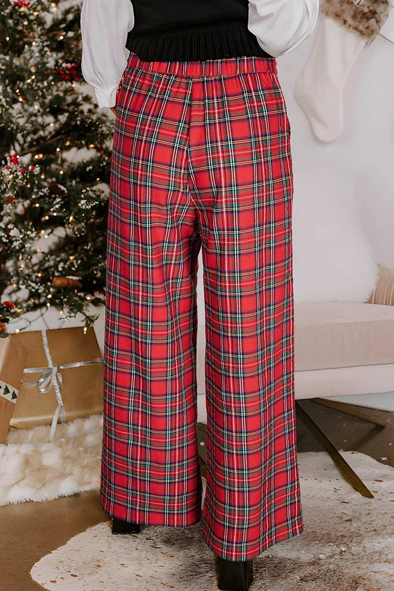 Plaid Wide Leg Pants