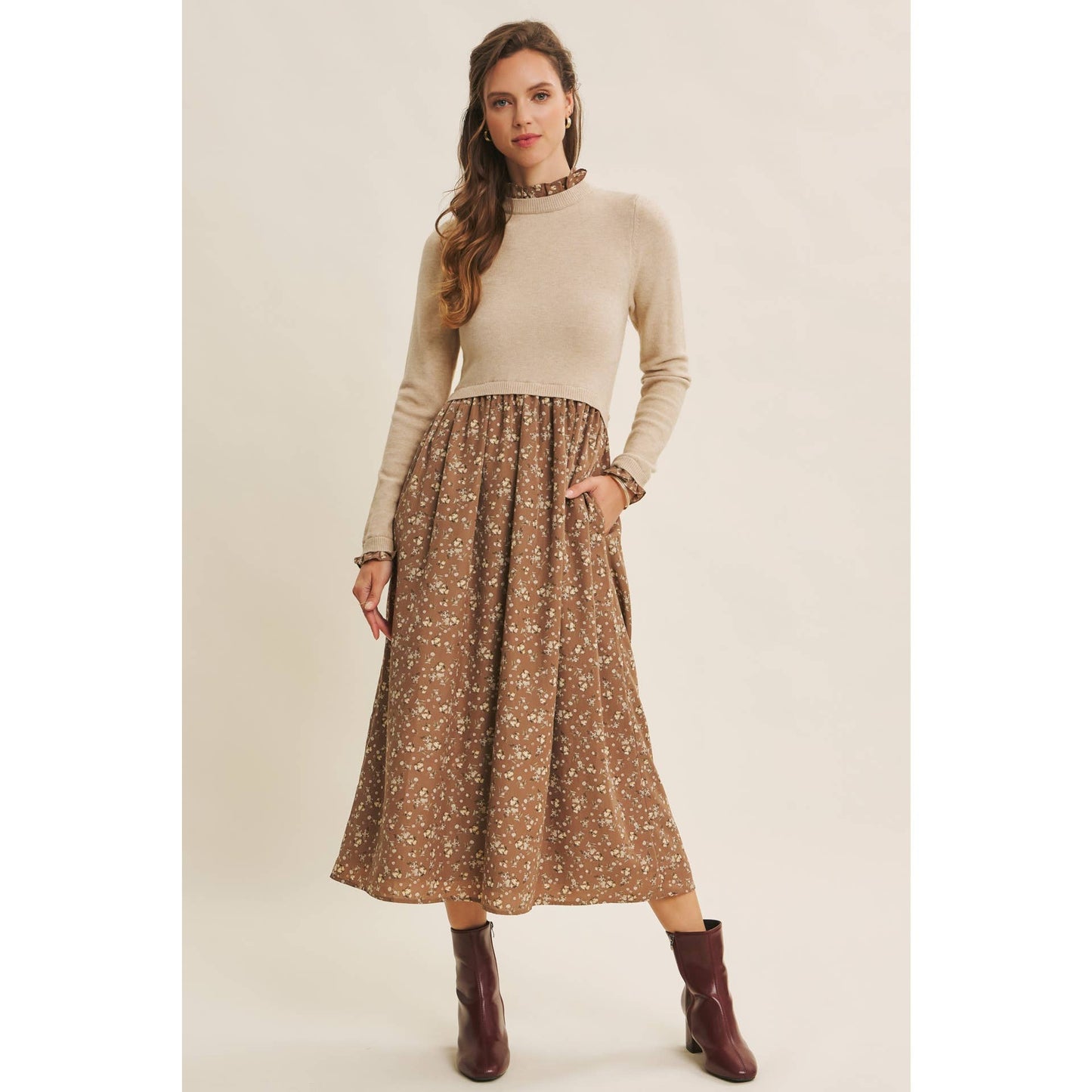 RUFFLED SWEATER DRESS