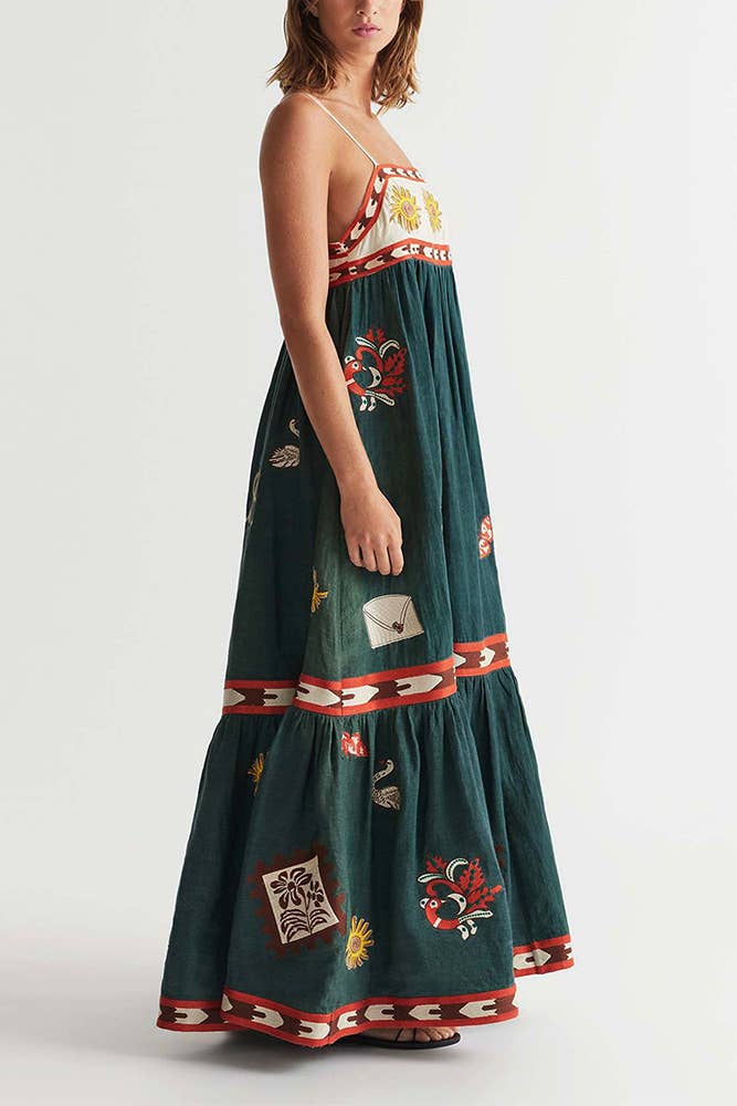 Printed Spaghetti Sleeveless Maxi Dress JRM075