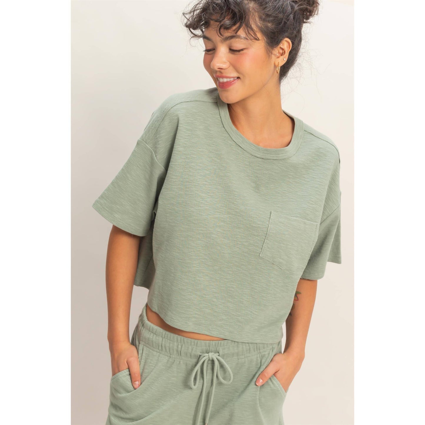 Mineral Wash French Terry Shorts and T- shirt set
