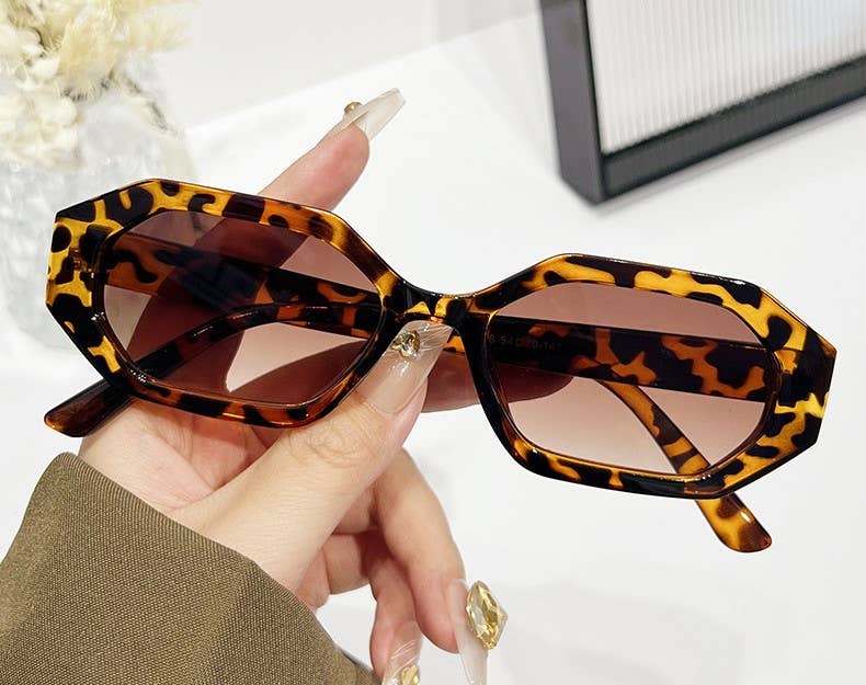New geometric fashion polygon minimalistic sunglasses