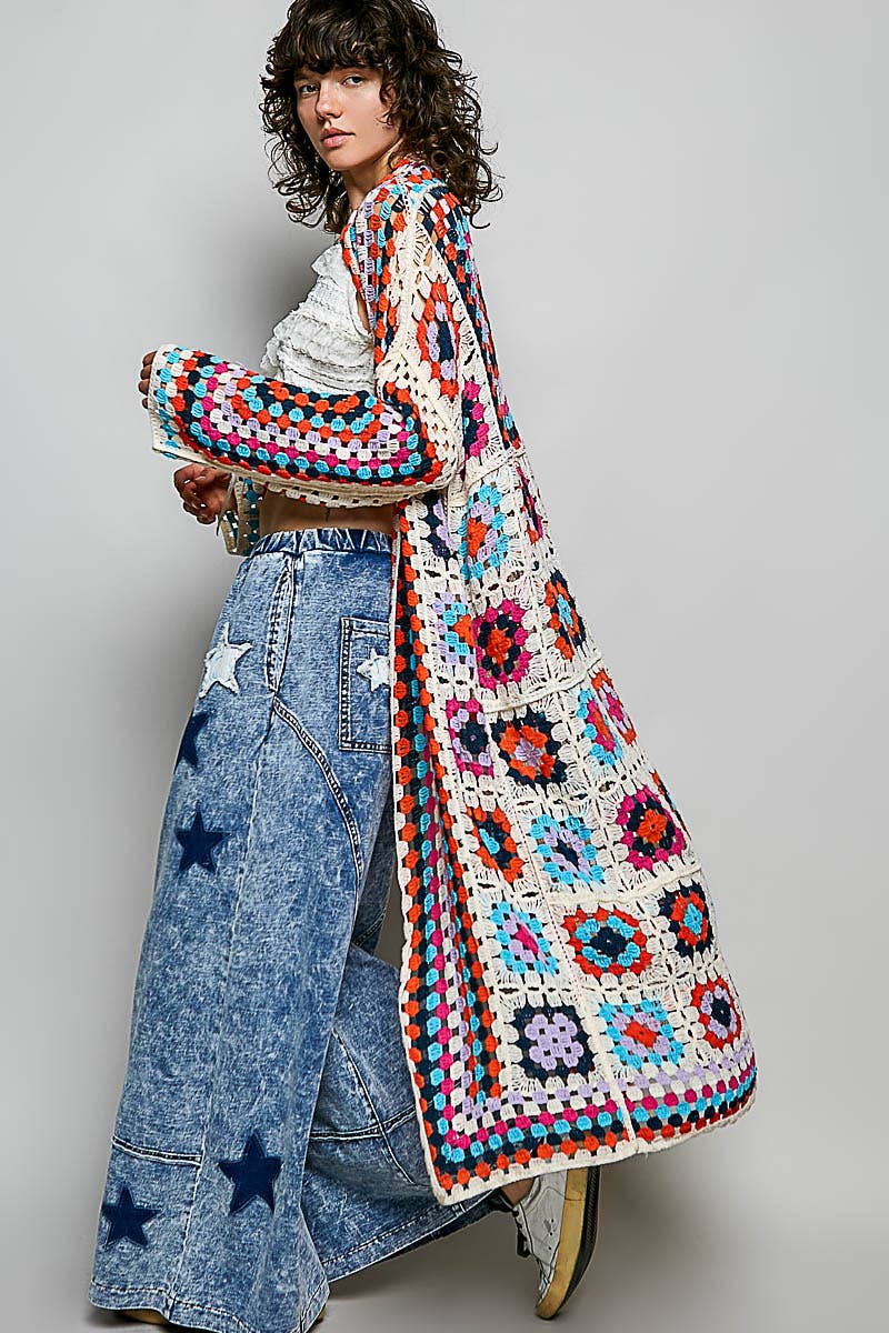 Long Sleeve Various Colors Crochet Cardigan