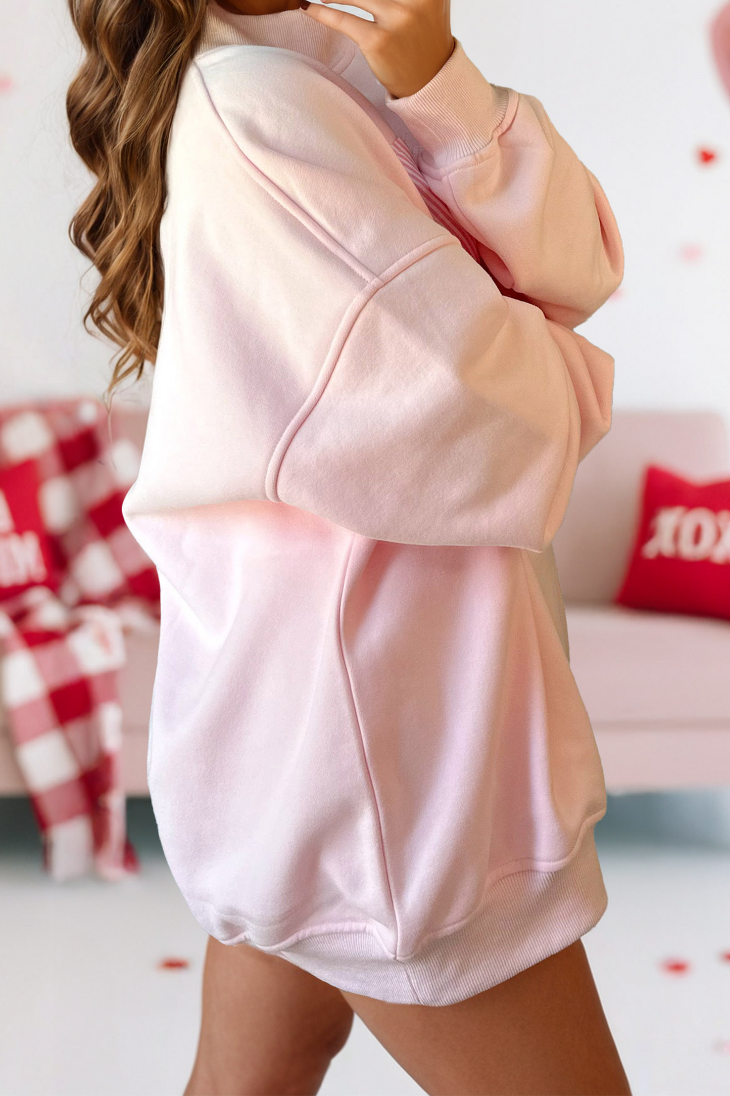 Heart Mock Neck Oversized Sweatshirt