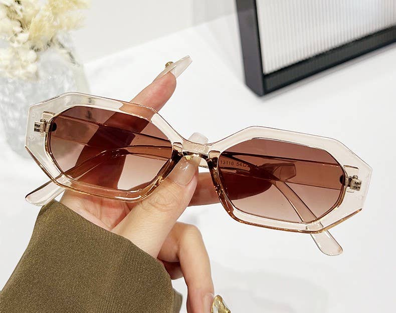 New geometric fashion polygon minimalistic sunglasses
