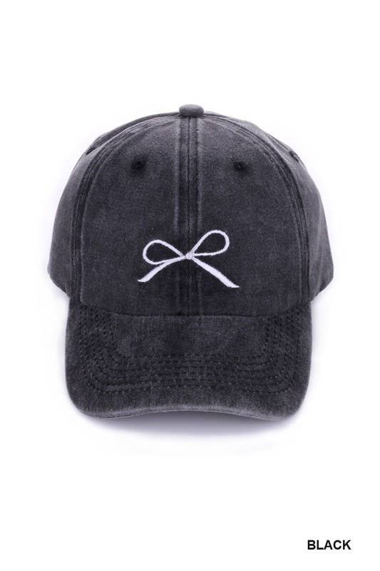 `.Ribbon Bow Embroidery Trucker Hat