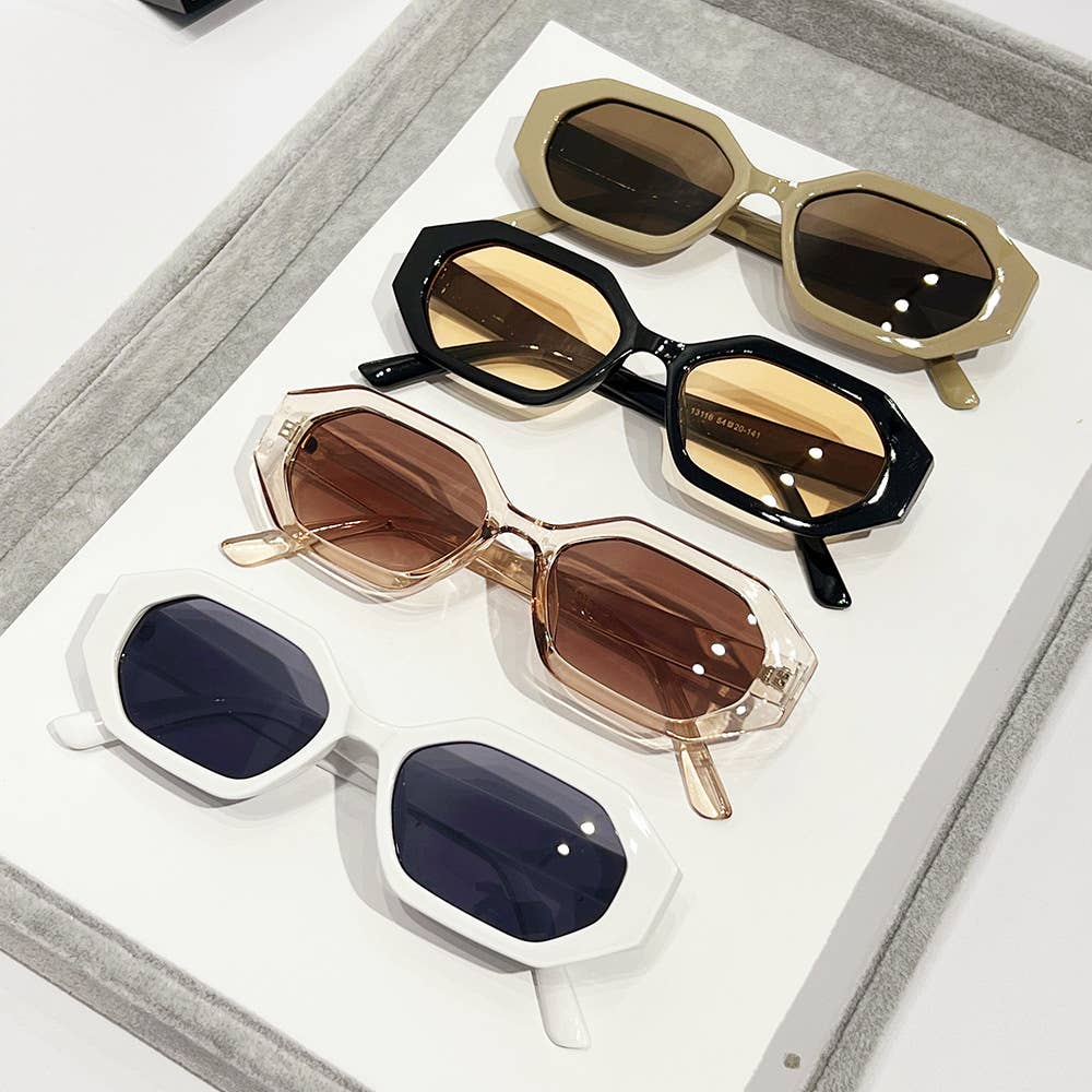 New geometric fashion polygon minimalistic sunglasses