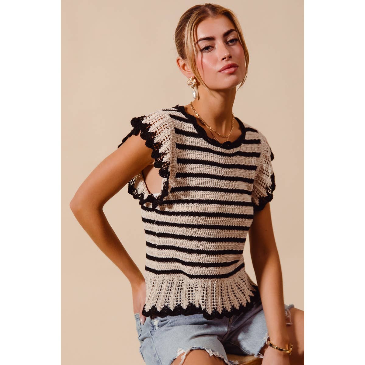 STRIPE LIGHTWEIGHT SWEATER TOP