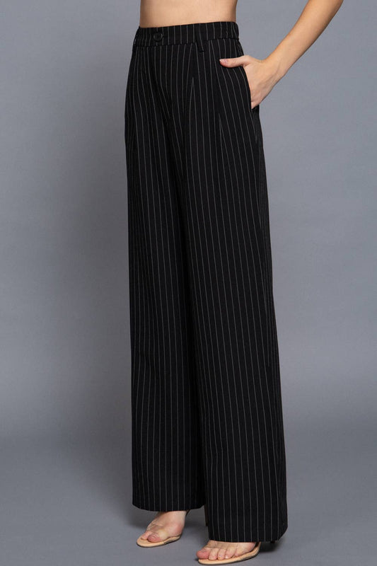 Pin Stripe Woven Straight Pants