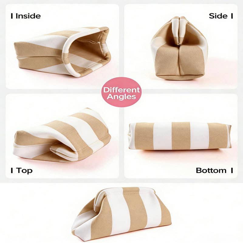 Stripe Knit Cosmetic Bag Beach Knit Clutch Pouch