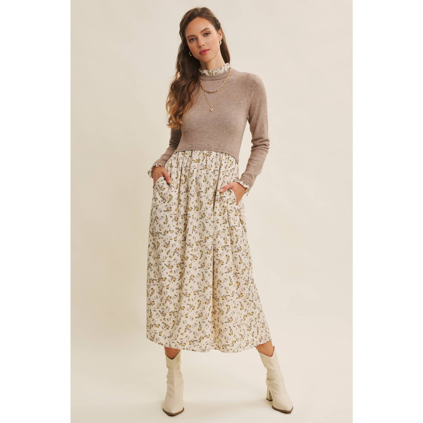 RUFFLED SWEATER DRESS