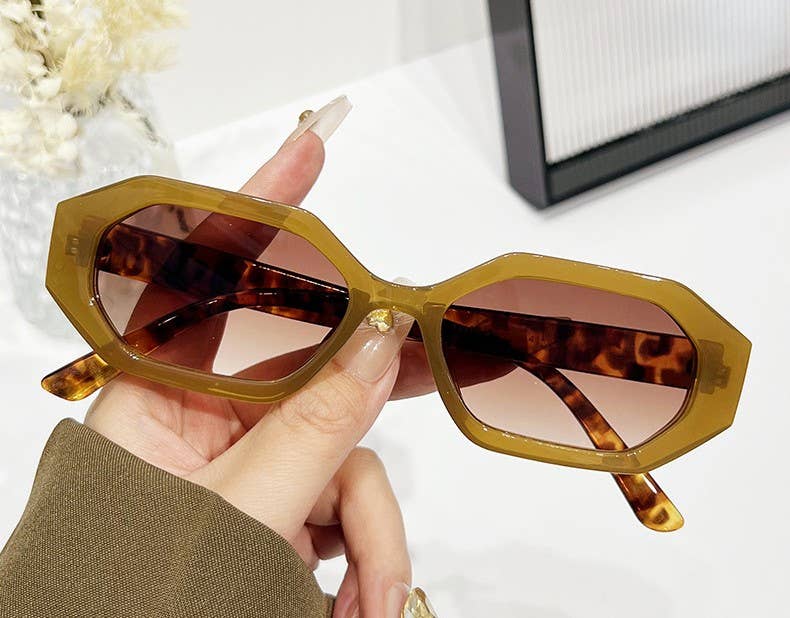 New geometric fashion polygon minimalistic sunglasses