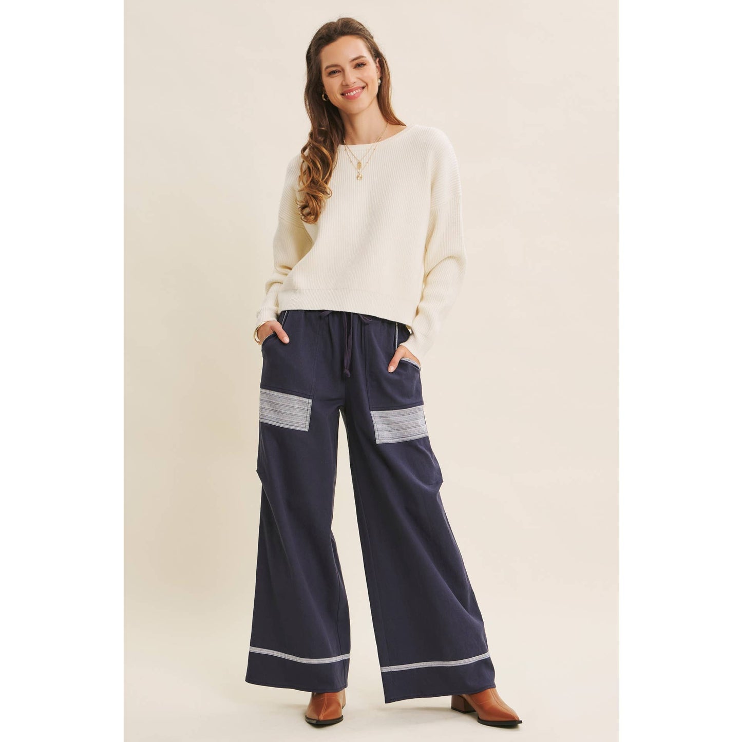 SWEATER WITH SATIN BACK TIE