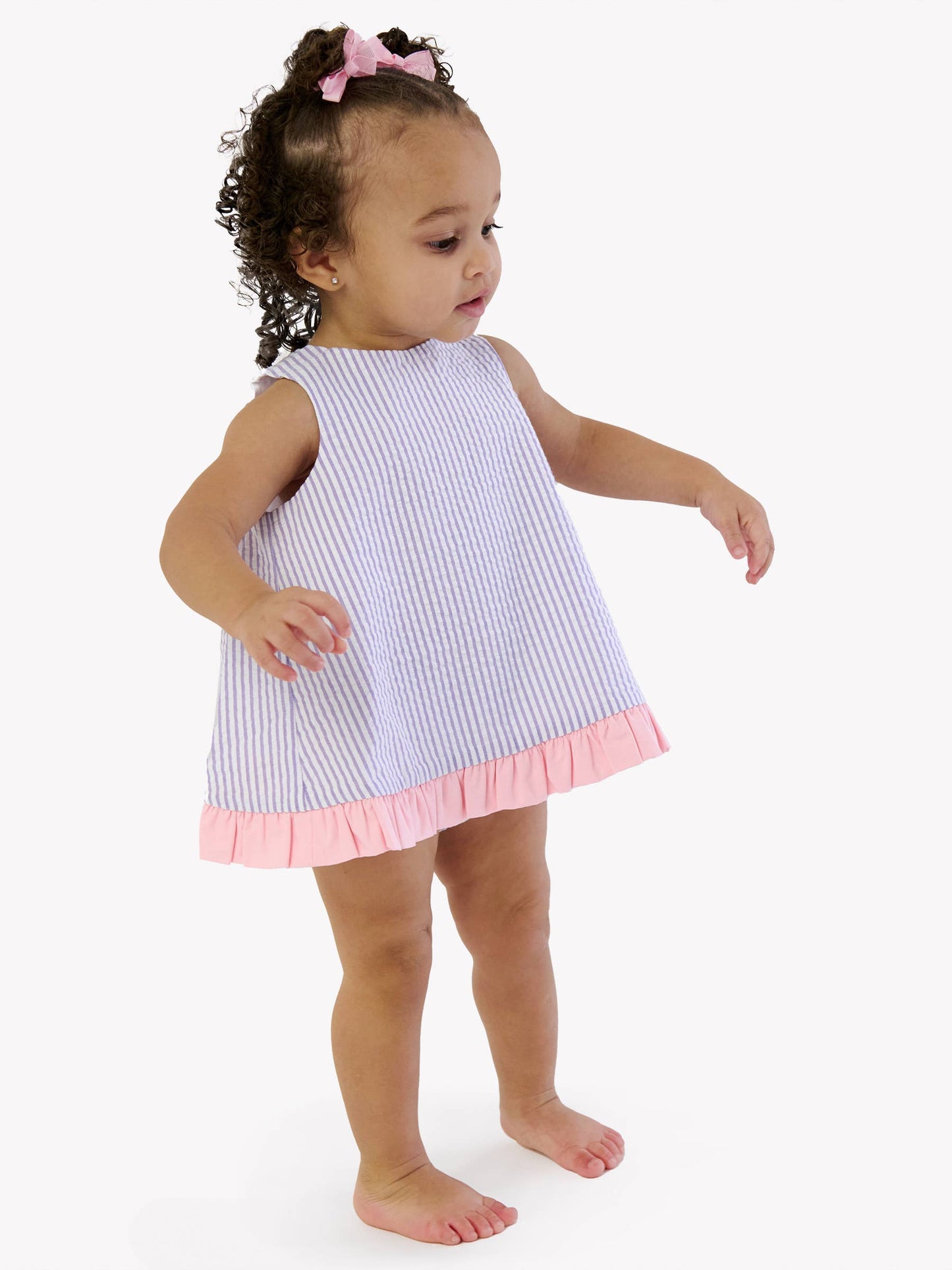 Baby Girls Wisteria Purple Signature Seersucker Ruffle Swing Top & Ruffle Bloomer Set