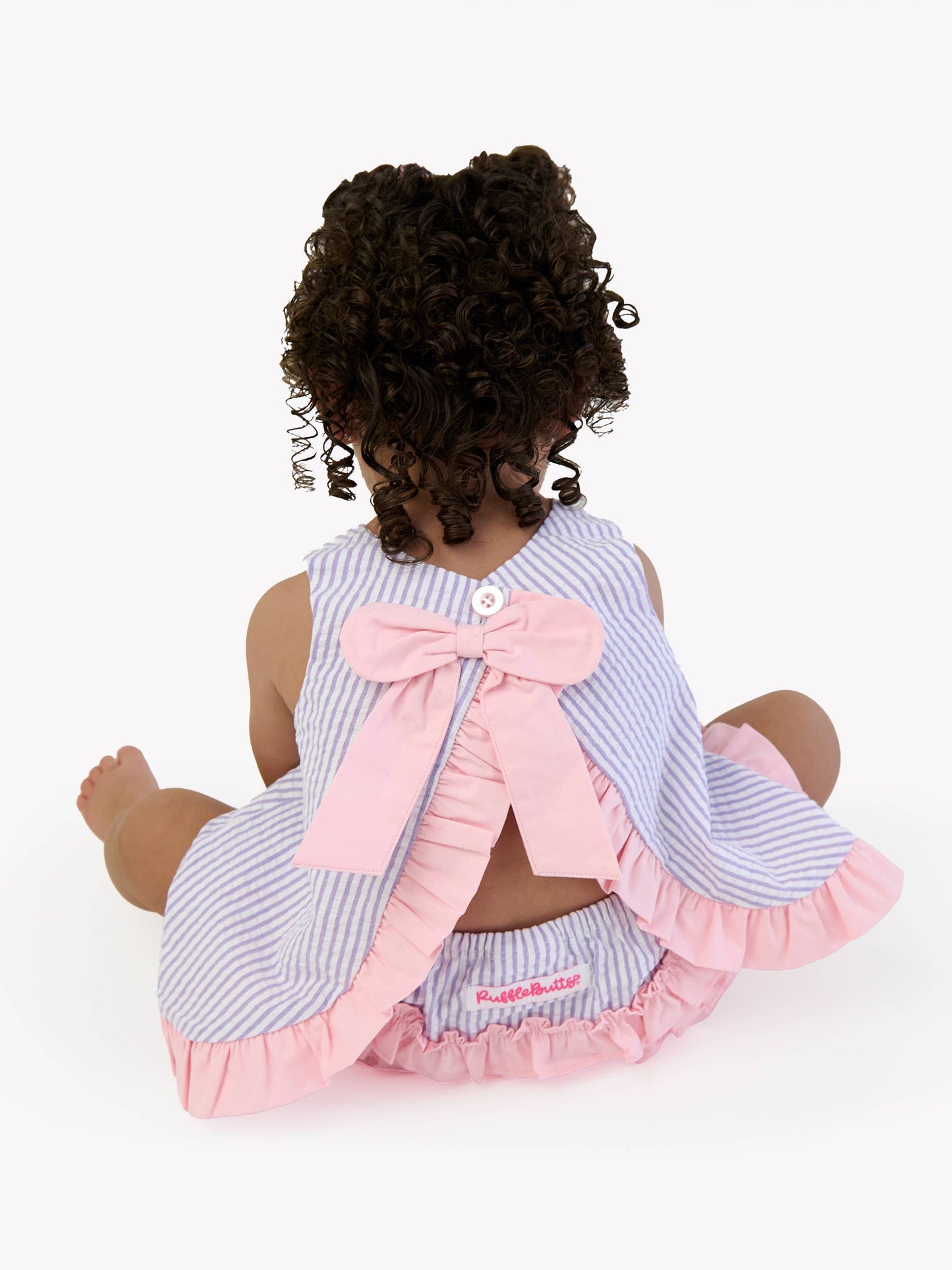 Baby Girls Wisteria Purple Signature Seersucker Ruffle Swing Top & Ruffle Bloomer Set