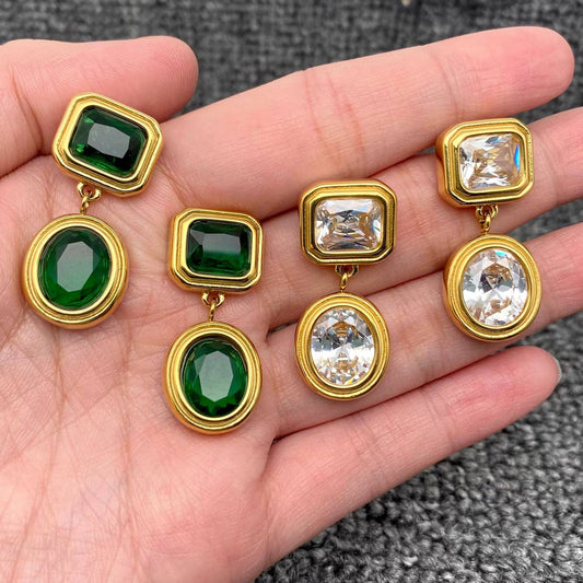 18K Gold Plated S.Steel Dangle Earrings