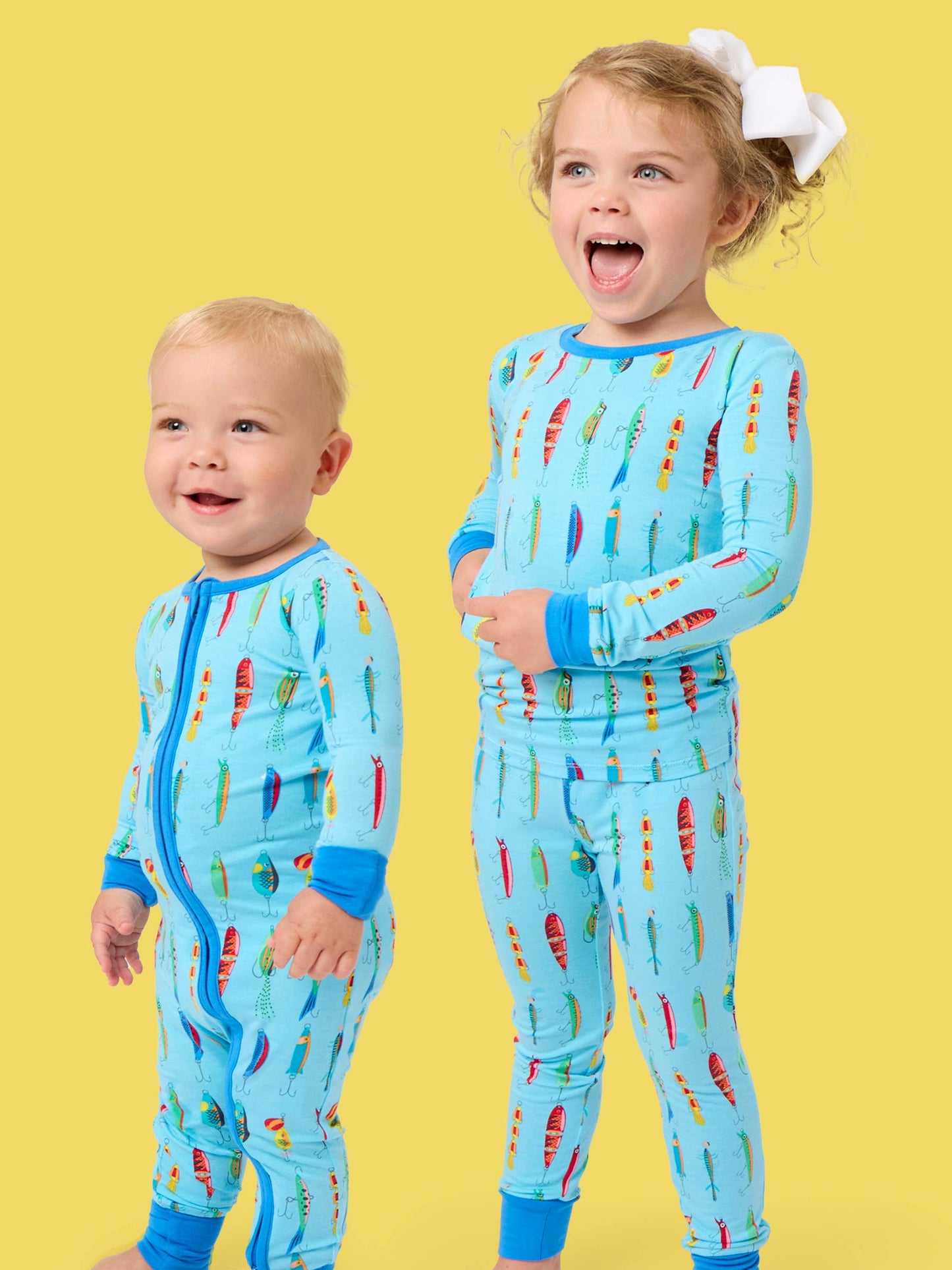 SoftSnooze™ Baby Bamboo Viscose Gone Fishin Convertible One Piece Footie Pajama