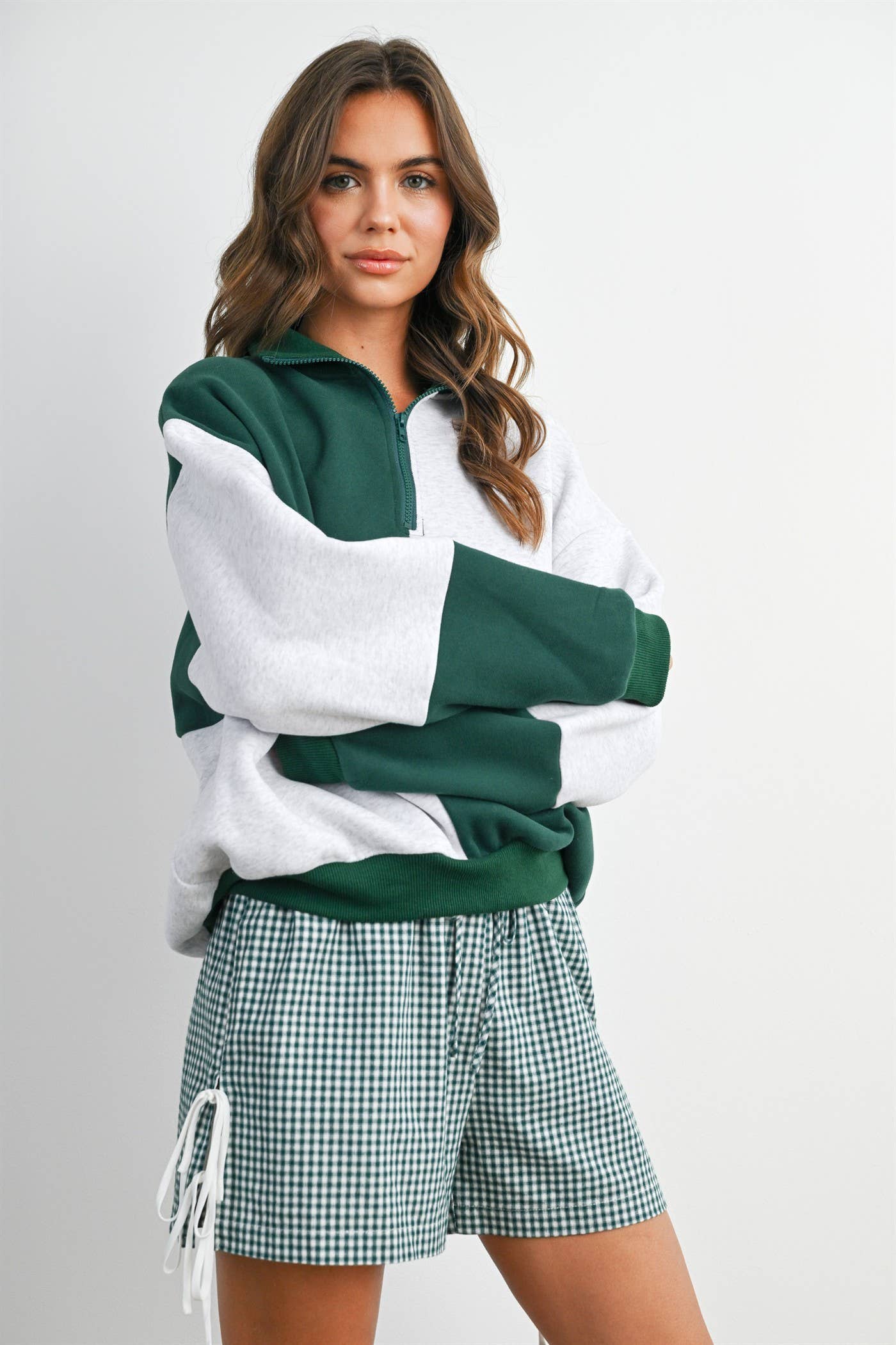 Color Block Quarter-Zip Sweatshirt