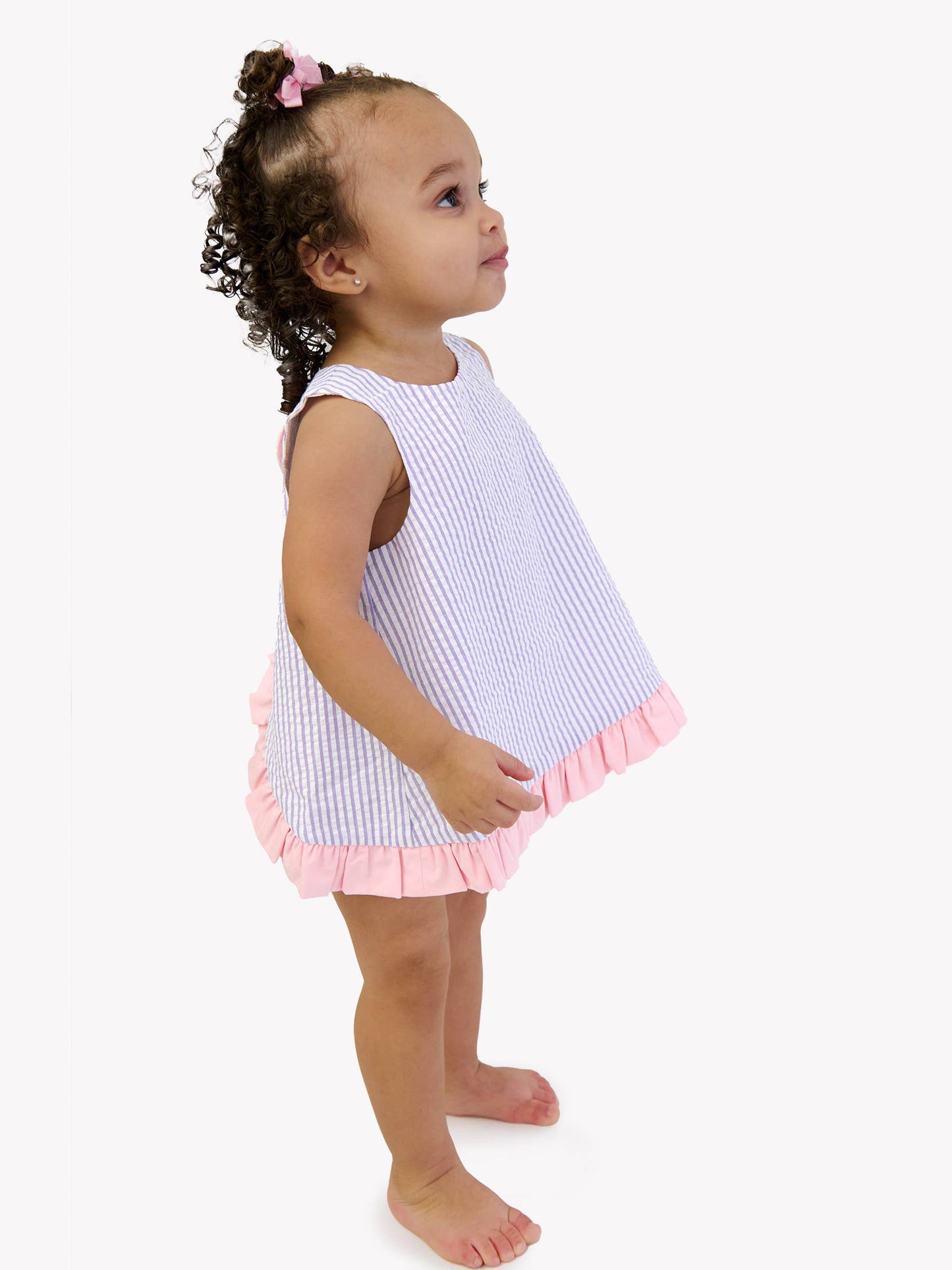Baby Girls Wisteria Purple Signature Seersucker Ruffle Swing Top & Ruffle Bloomer Set