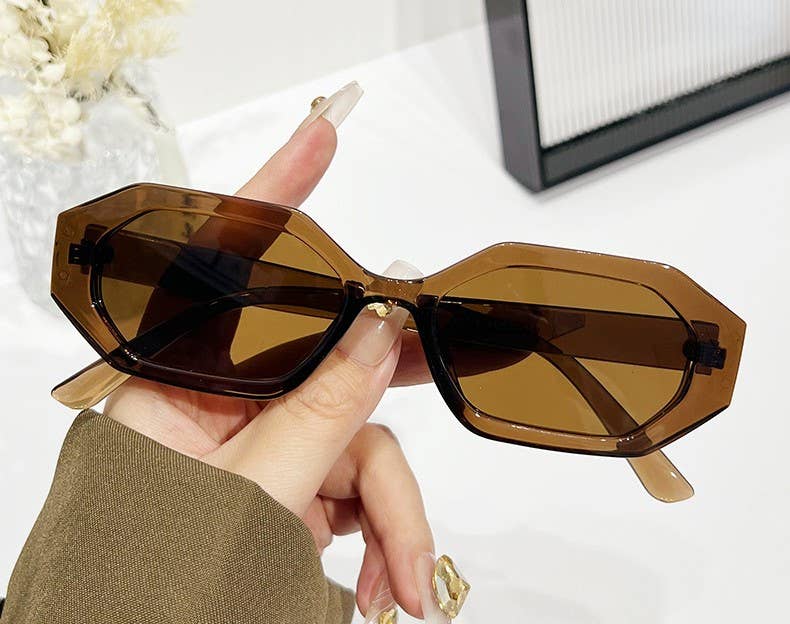 New geometric fashion polygon minimalistic sunglasses
