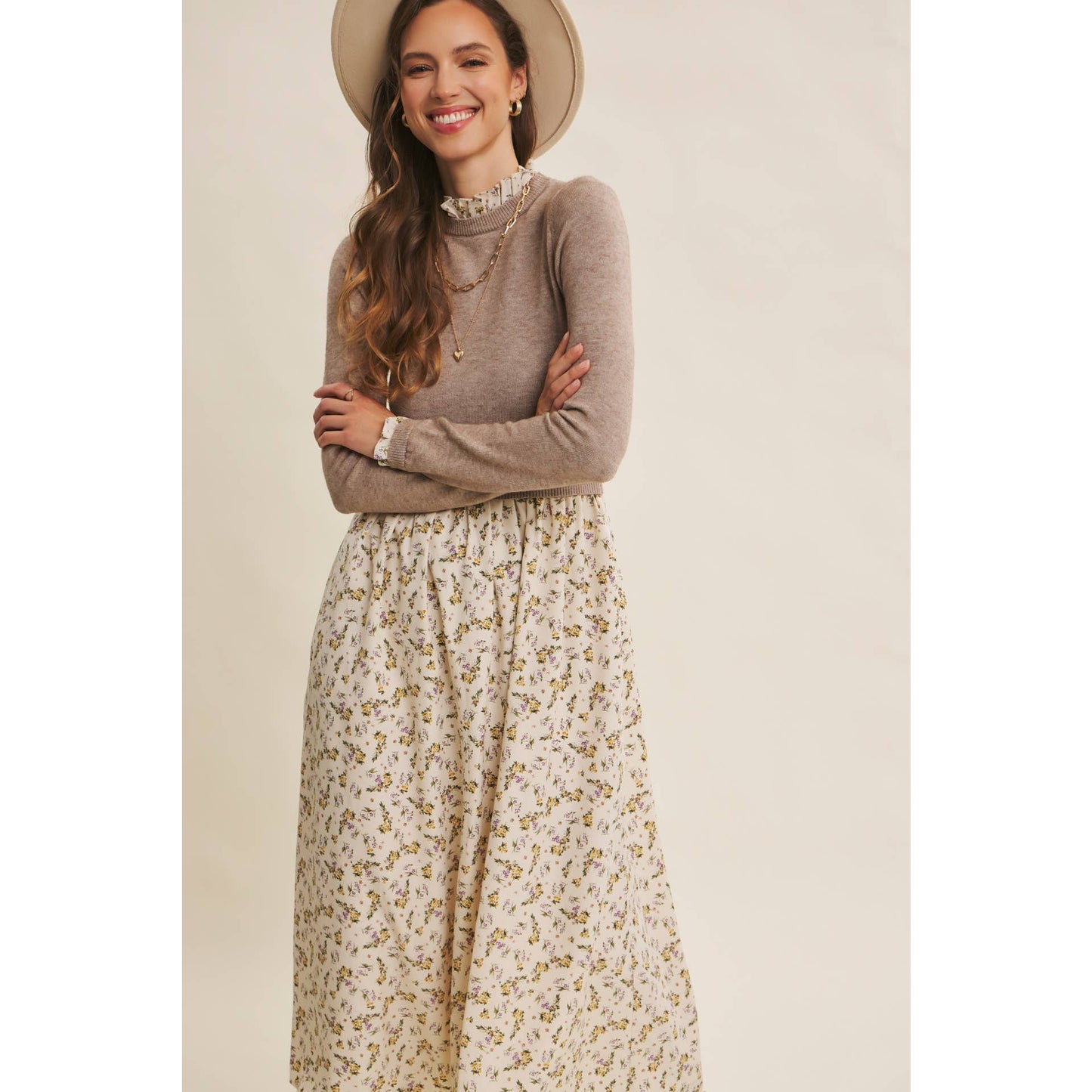 RUFFLED SWEATER DRESS