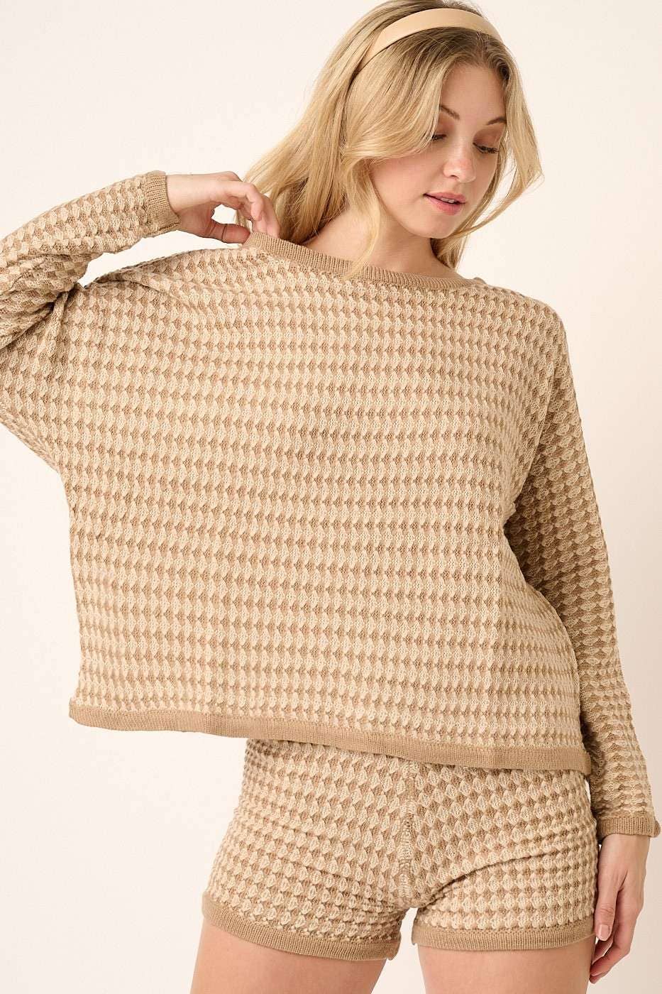 ARGYLE PATTERN SWEATER SHORTS