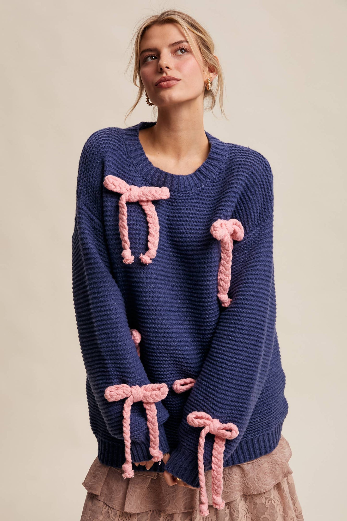 Chunky Bow Knit Sweater