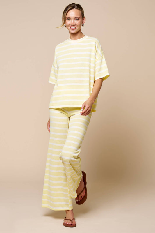 Striped High-Waisted Flare T Shirt Set
