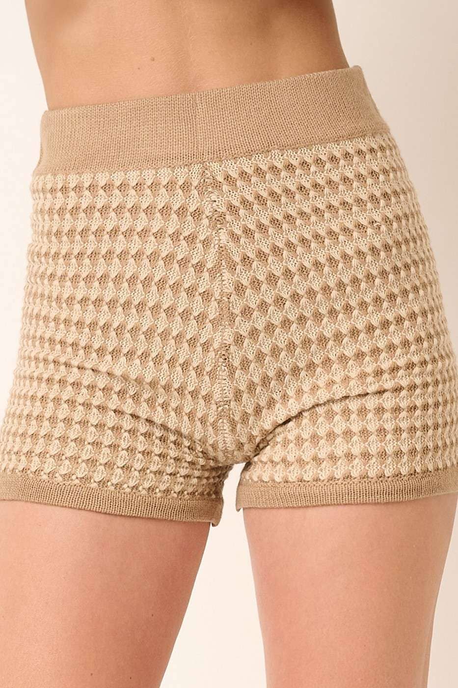 ARGYLE PATTERN SWEATER SHORTS